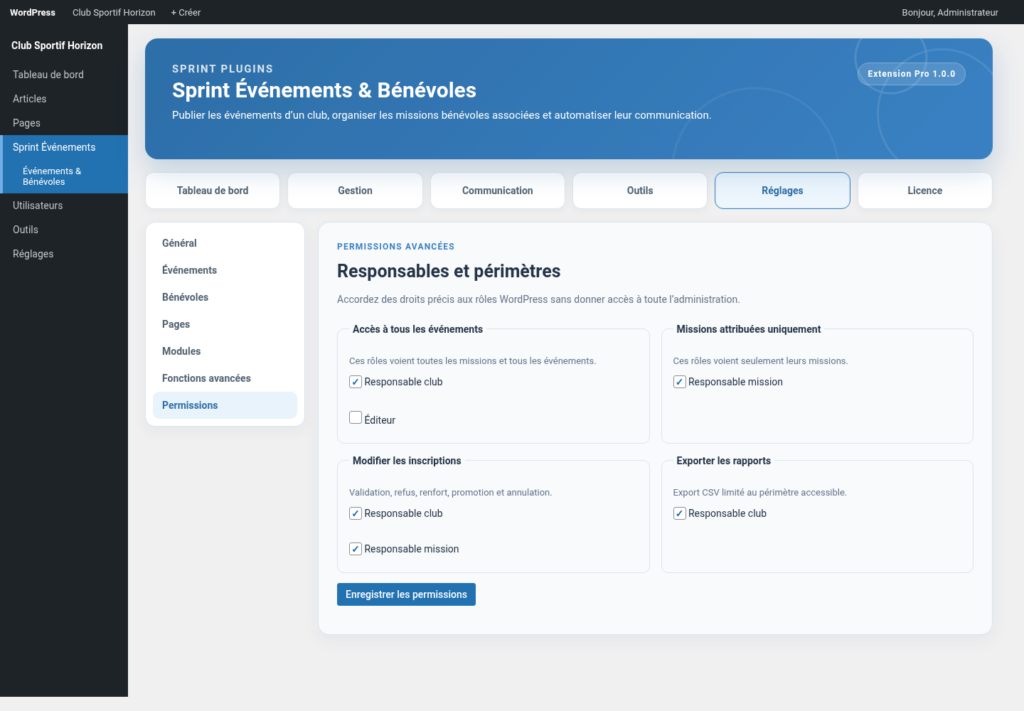 Illustration 17 — Documentation Sprint Événements & Bénévoles Free + Pro 1.0.0