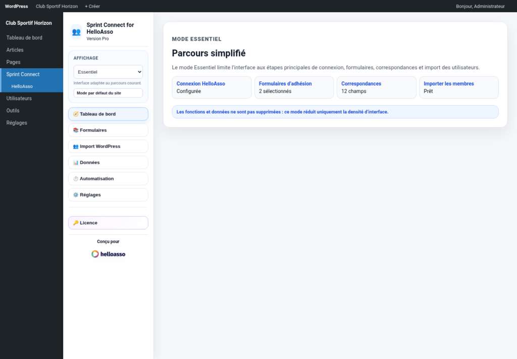 Illustration 1 — Sprint Connect for HelloAsso — Guide utilisateur Free + Pro 1.0.0