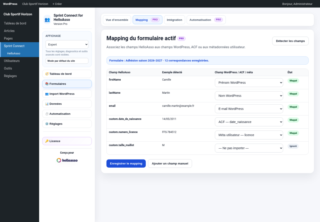 Illustration 5 — Sprint Connect for HelloAsso — Guide utilisateur Free + Pro 1.0.0