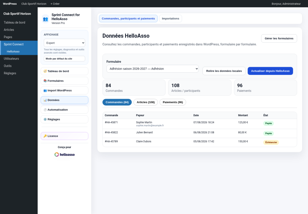 Illustration 6 — Sprint Connect for HelloAsso — Guide utilisateur Free + Pro 1.0.0