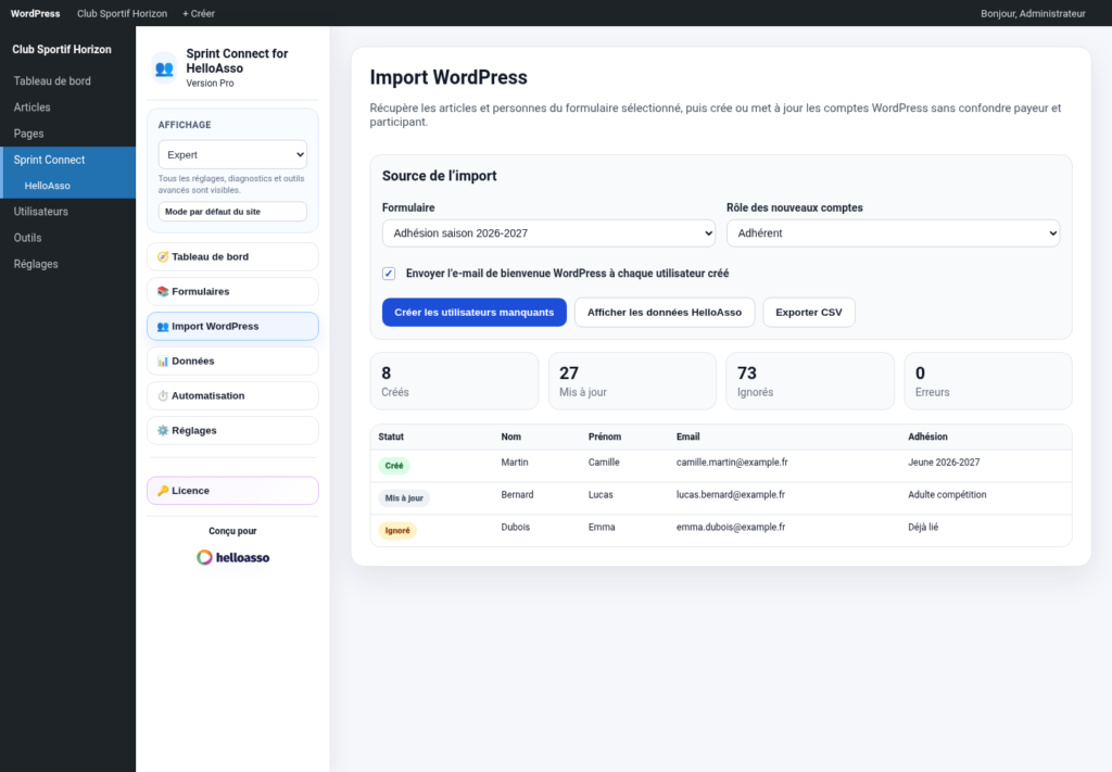 Illustration 7 — Sprint Connect for HelloAsso — Guide utilisateur Free + Pro 1.0.0