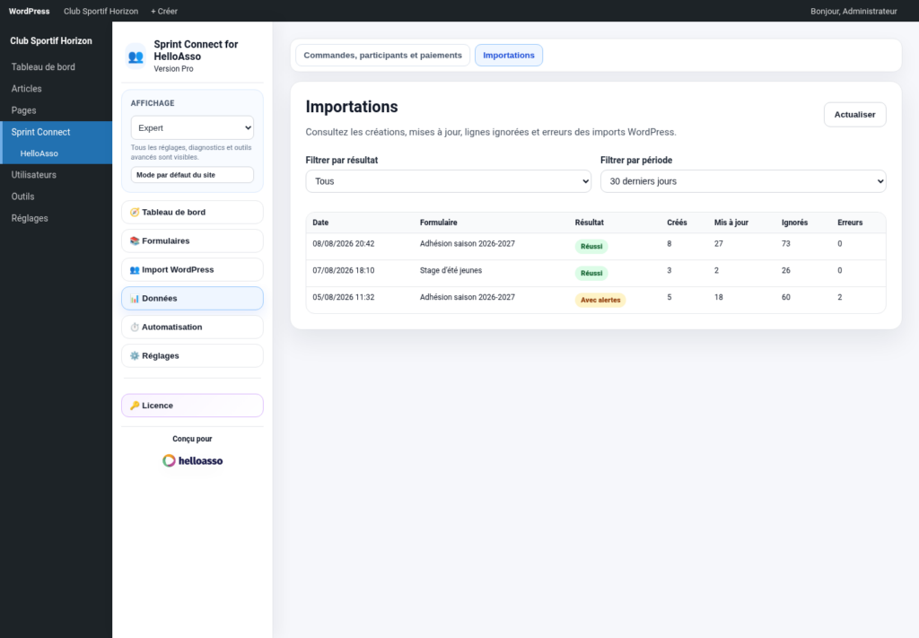 Illustration 8 — Sprint Connect for HelloAsso — Guide utilisateur Free + Pro 1.0.0