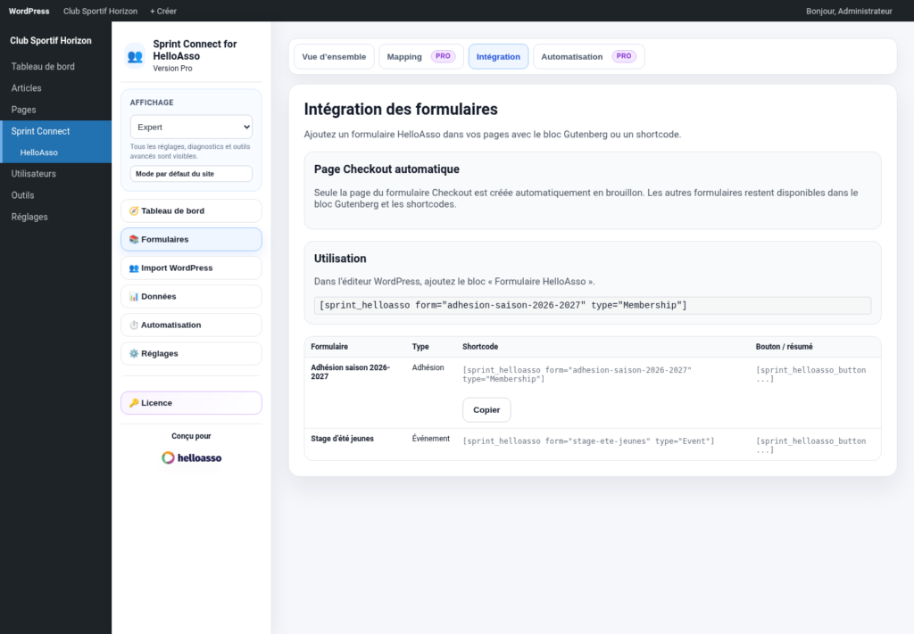 Illustration 9 — Sprint Connect for HelloAsso — Guide utilisateur Free + Pro 1.0.0